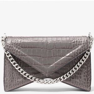 Michael Kors Collection Manhattan Medium Crocodile Embossed Patent Leather Bag